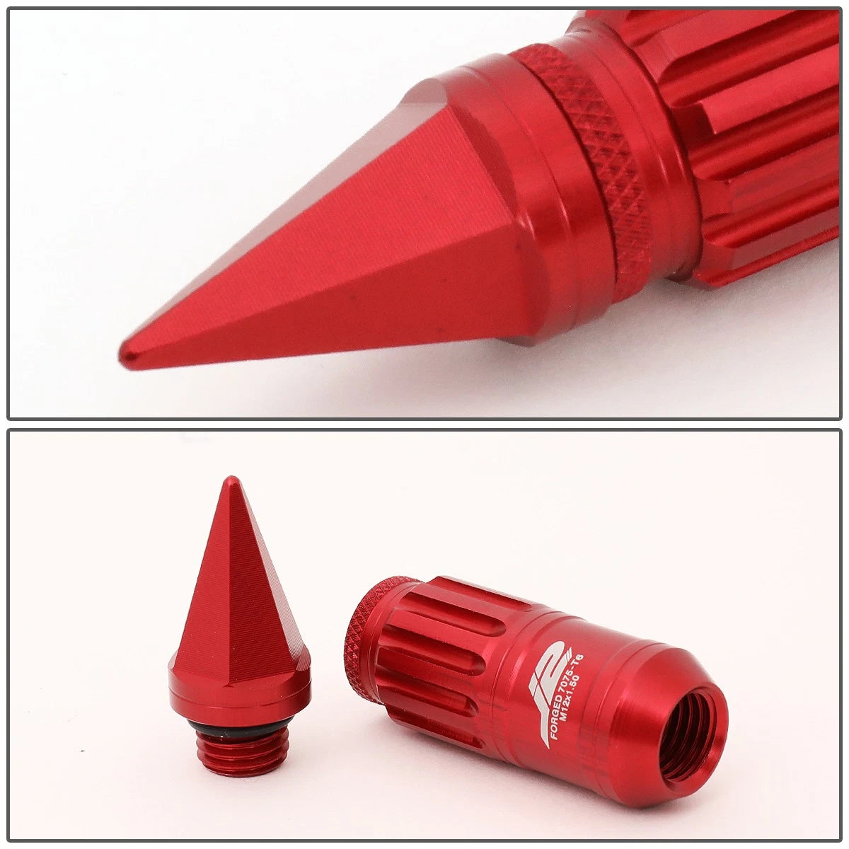 16 Pcs J2 7075 Forged Aluminum M12x1.5 Spiky Cap Lug Nut Set for Universal