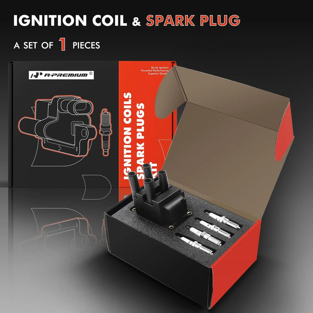 Set of 1 Ignition Coil & 4 Iridium Spark Plugs for Ford Escape (2001–2004)