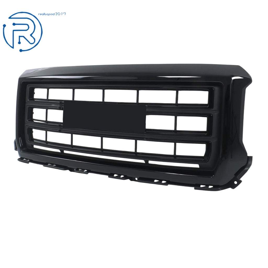 Front Upper Grille for GMC Sierra 1500 (2014-2015) Gloss Black Frame & Bars