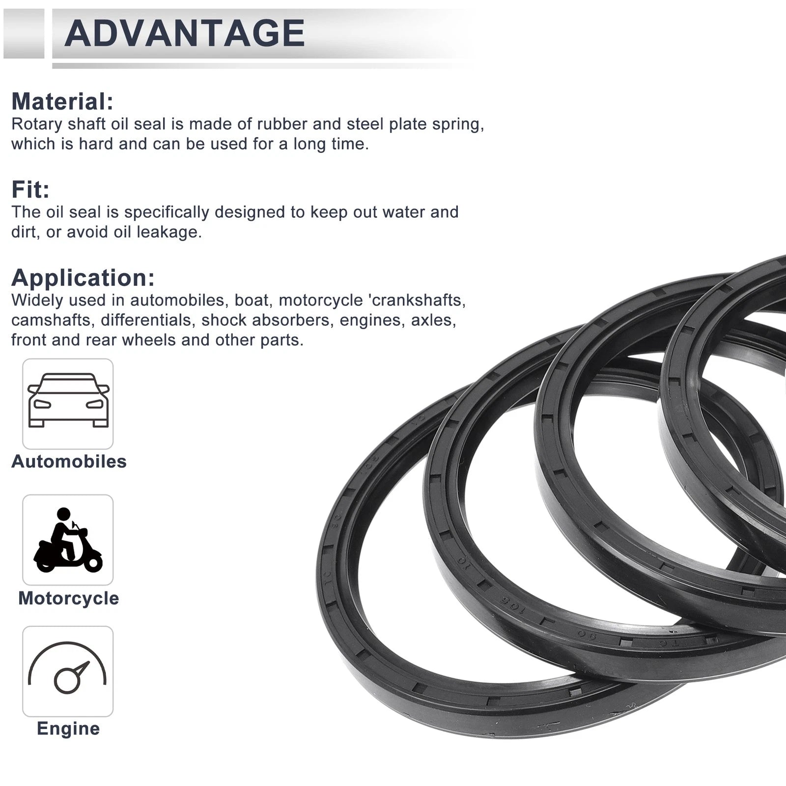 Set of 5 Oil Seal Ring 90x105x10mm for Rotary Shaft