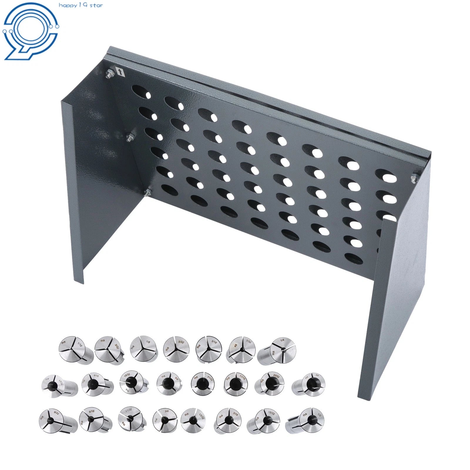 23pc R8 Milling Collet Set 1/16"-3/4" with Tool Rack