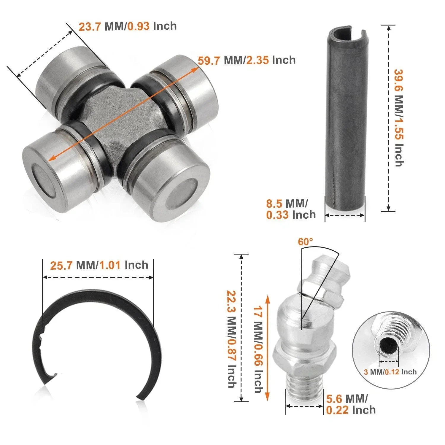 2x driveshaft u-joint for Polaris RZR XP 1000 (2015-2018)