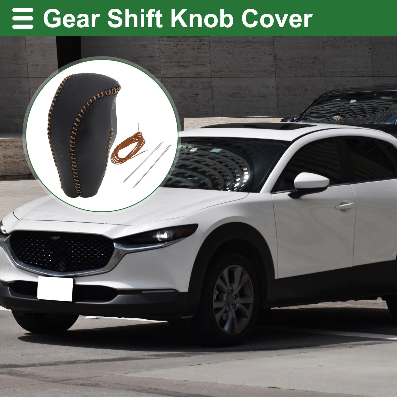 Gear Shift Knob Cover for Mazda CX-30 (2020–2022) Black Brown Faux Leather