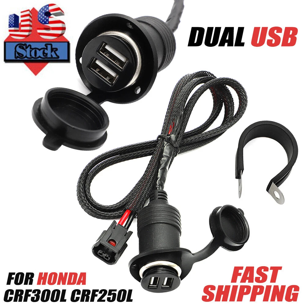 Dual USB Accessory Outlet Socket for Honda CRF300L CRF250L Rally (2017–2023)