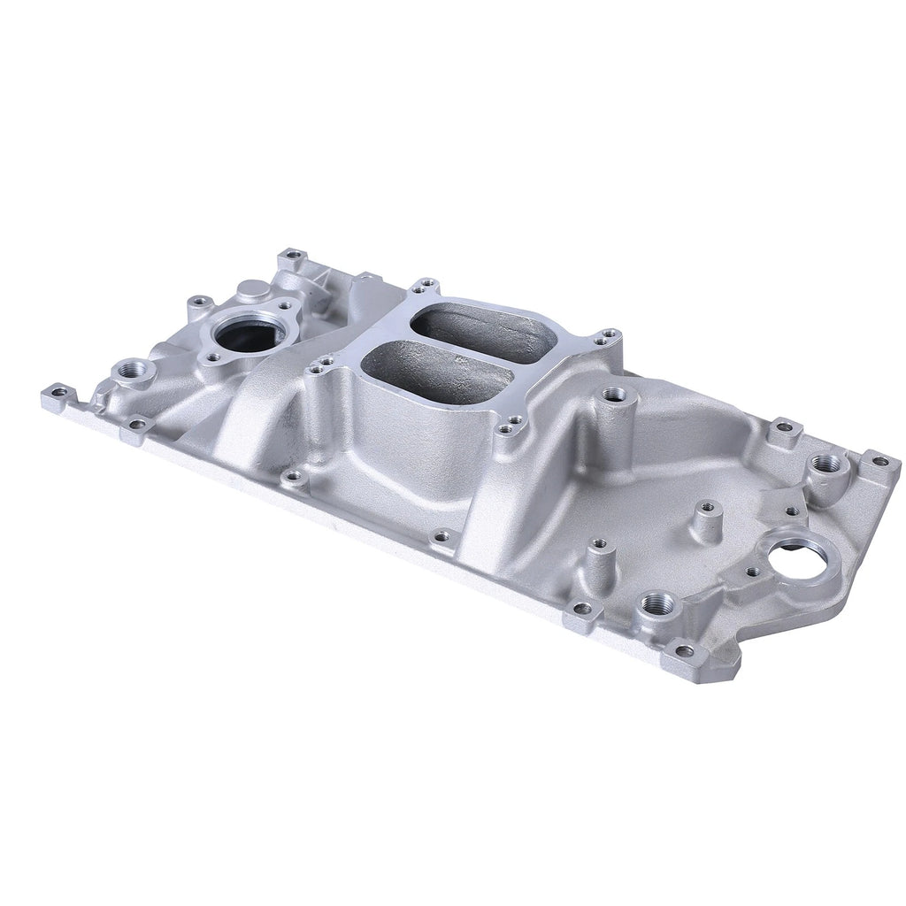 Dual Plane Satin Aluminum Intake Manifold for SBC Chevy Vortec 350 Heads