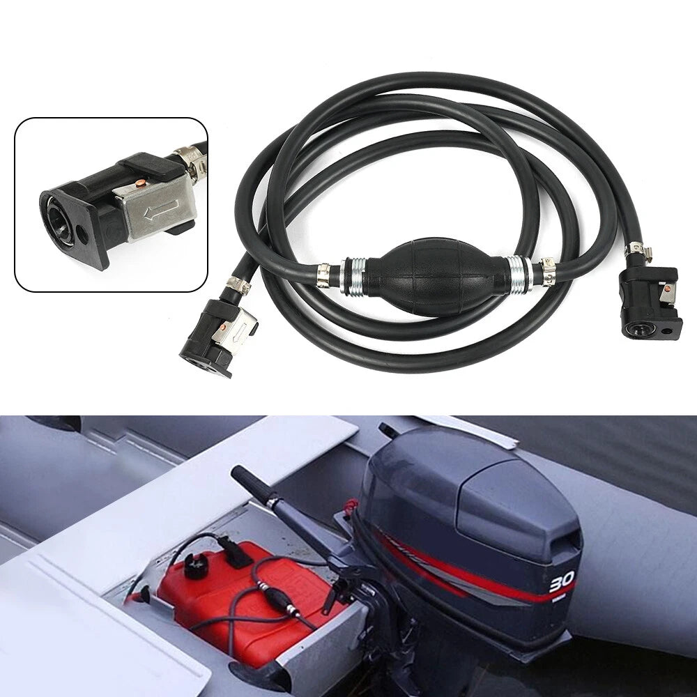 Set of 2 Marine Outboard Fuel Gas Hose Line Assembly with Primer Bulb