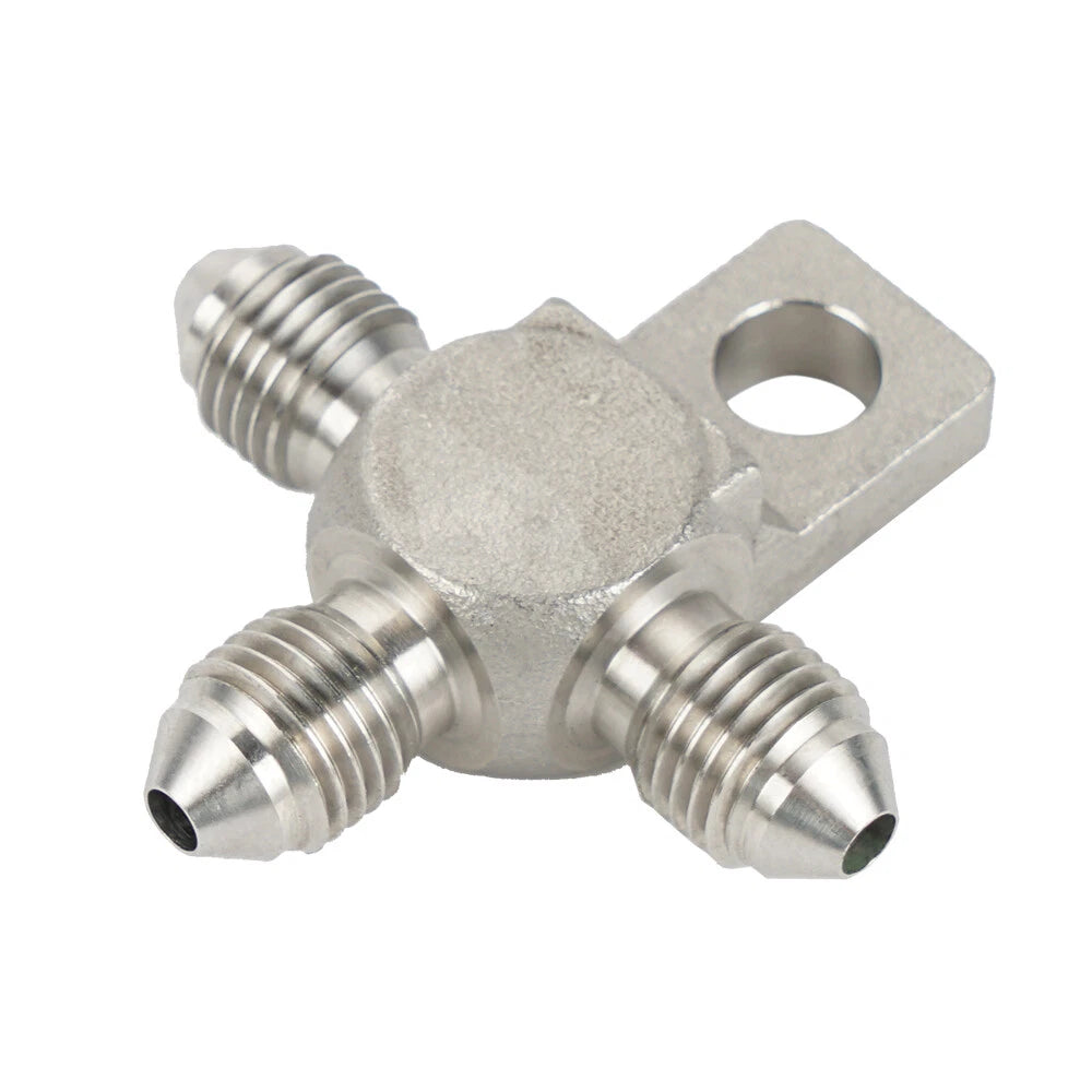 AN-3 Stainless Steel Male Tee T-Piece Brake Hose Adapter Fitting Connector