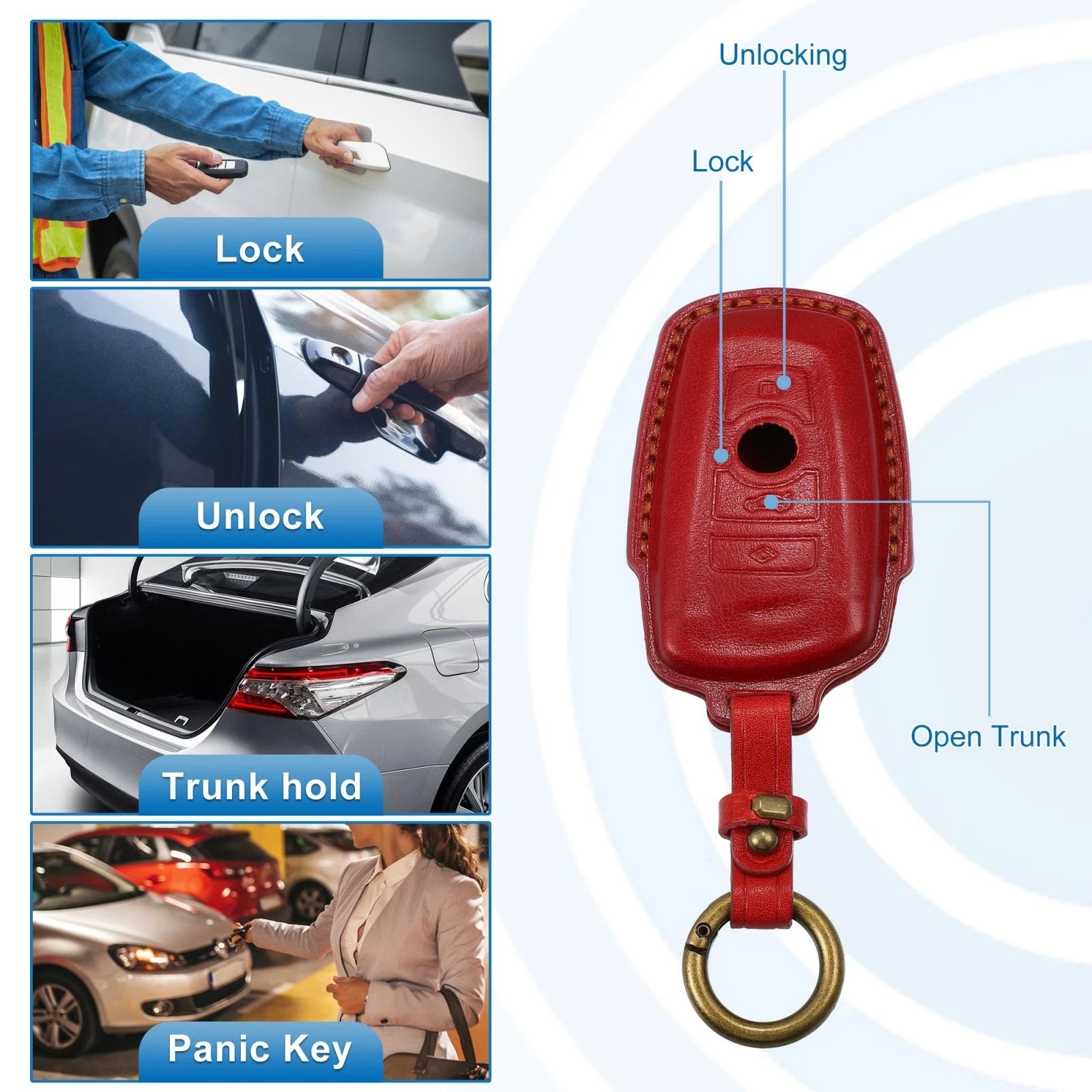 Car Remote Key Fob Case Cover 4 Button for BMW  - Blue