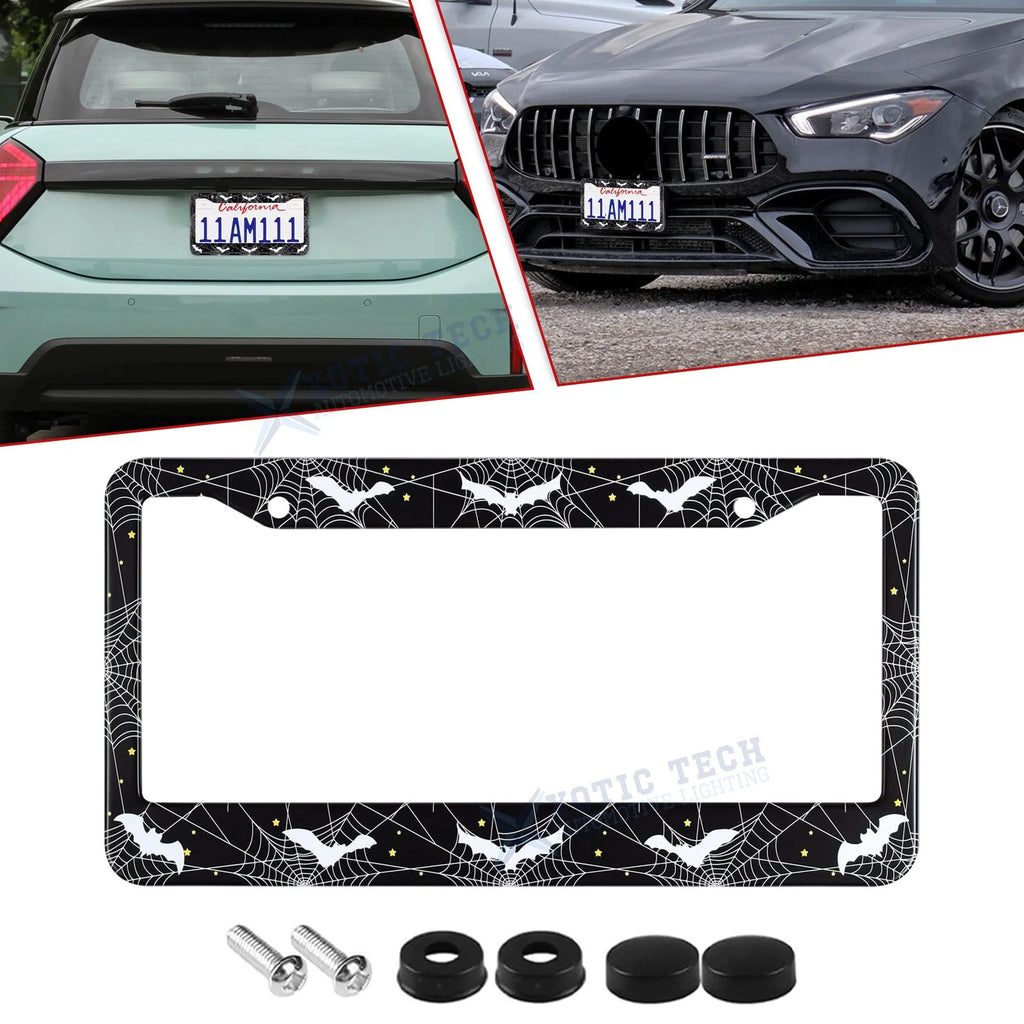 Gothic Novelty Black Bat License Plate Frame for Universal US Vehicles