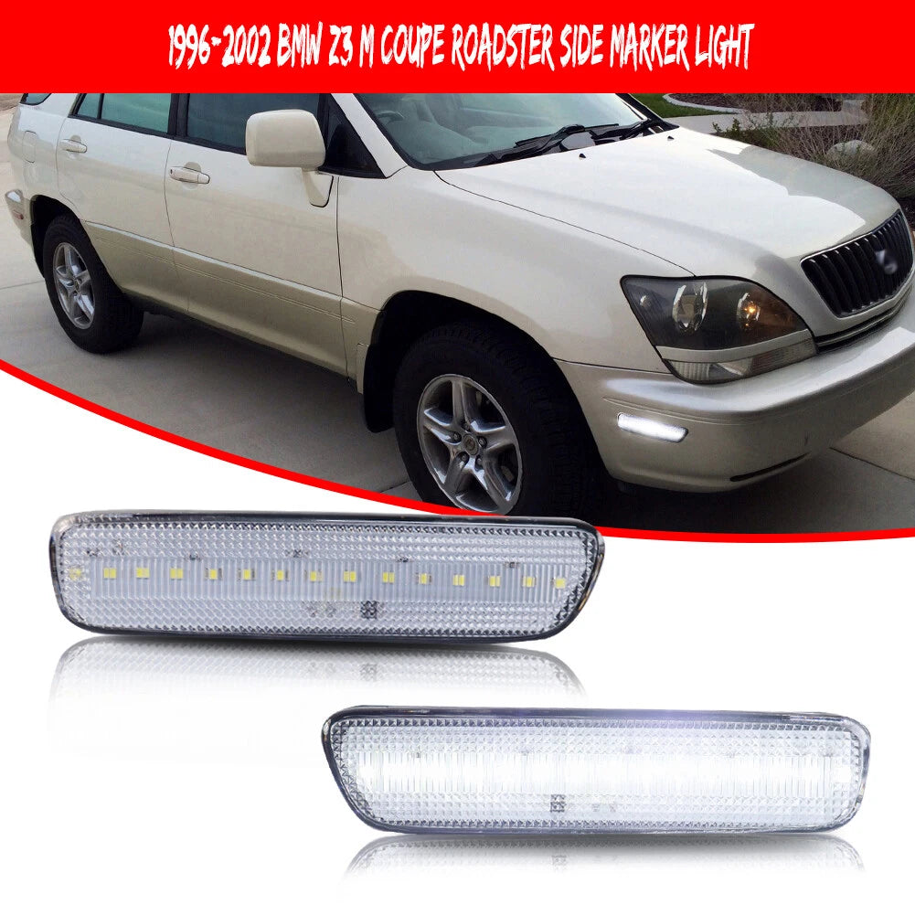 2X White LED Front/Rear Side Marker Parking Lights for Lexus RX300 (1999–2003)