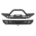 Steel Bumper Set for Jeep Wrangler TJ YJ (1987–2006) w/ D-Rings, Black