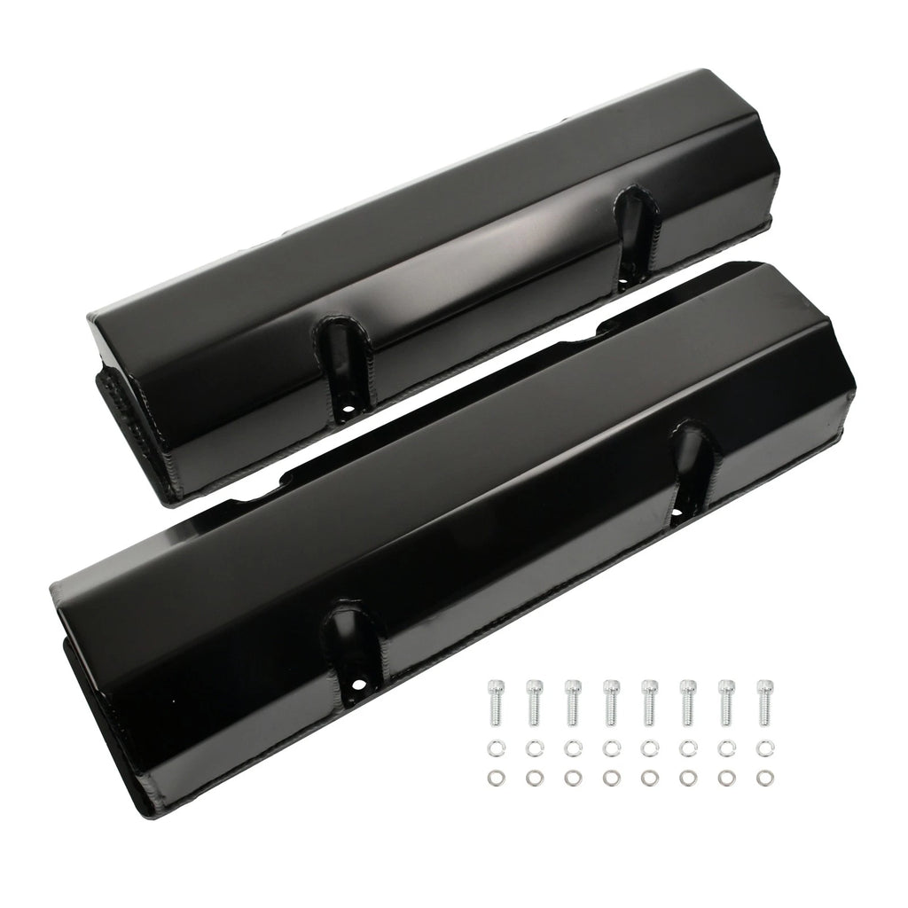 Tall Black Fabricated Valve Covers for Chevy SBC 350 (No Hole)
