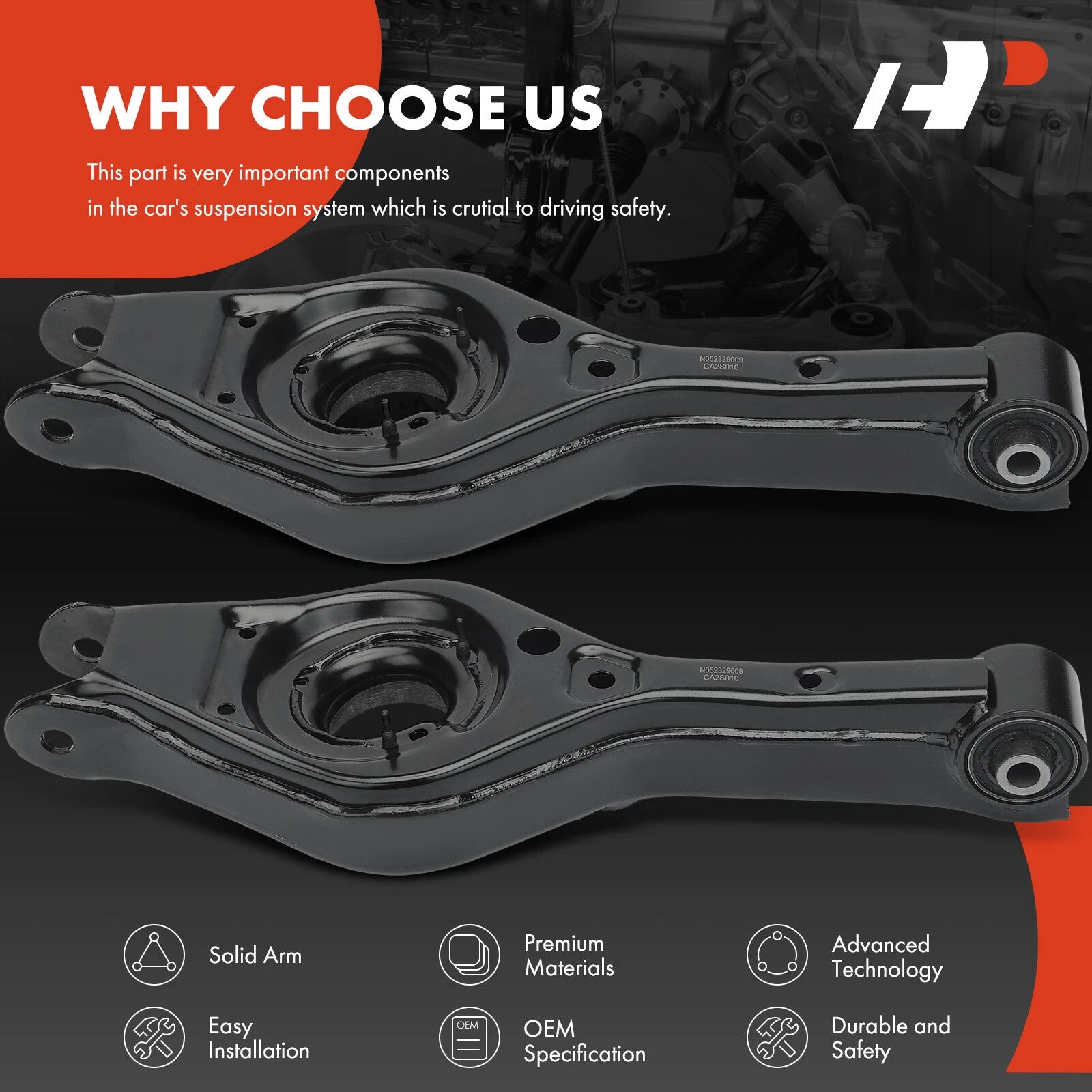 2X Rear Lower Control Arm for Hyundai Sonata (2011–2014) Kia Optima (2011–2015)