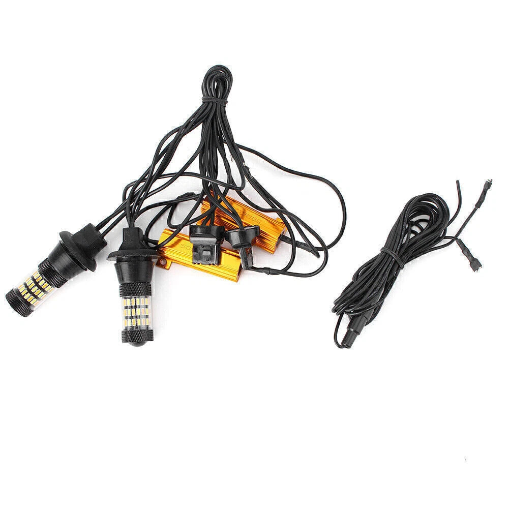 2X T20 7443 60 SMD Dual Color LED Turn Signal Lamp for