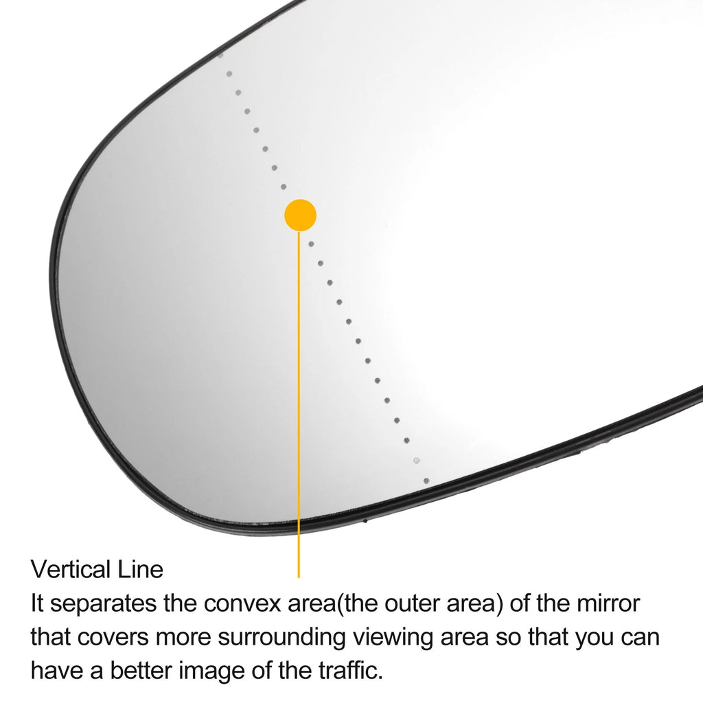 Left Side Heated White Mirror Glass for Nissan Micra (2002–2009)