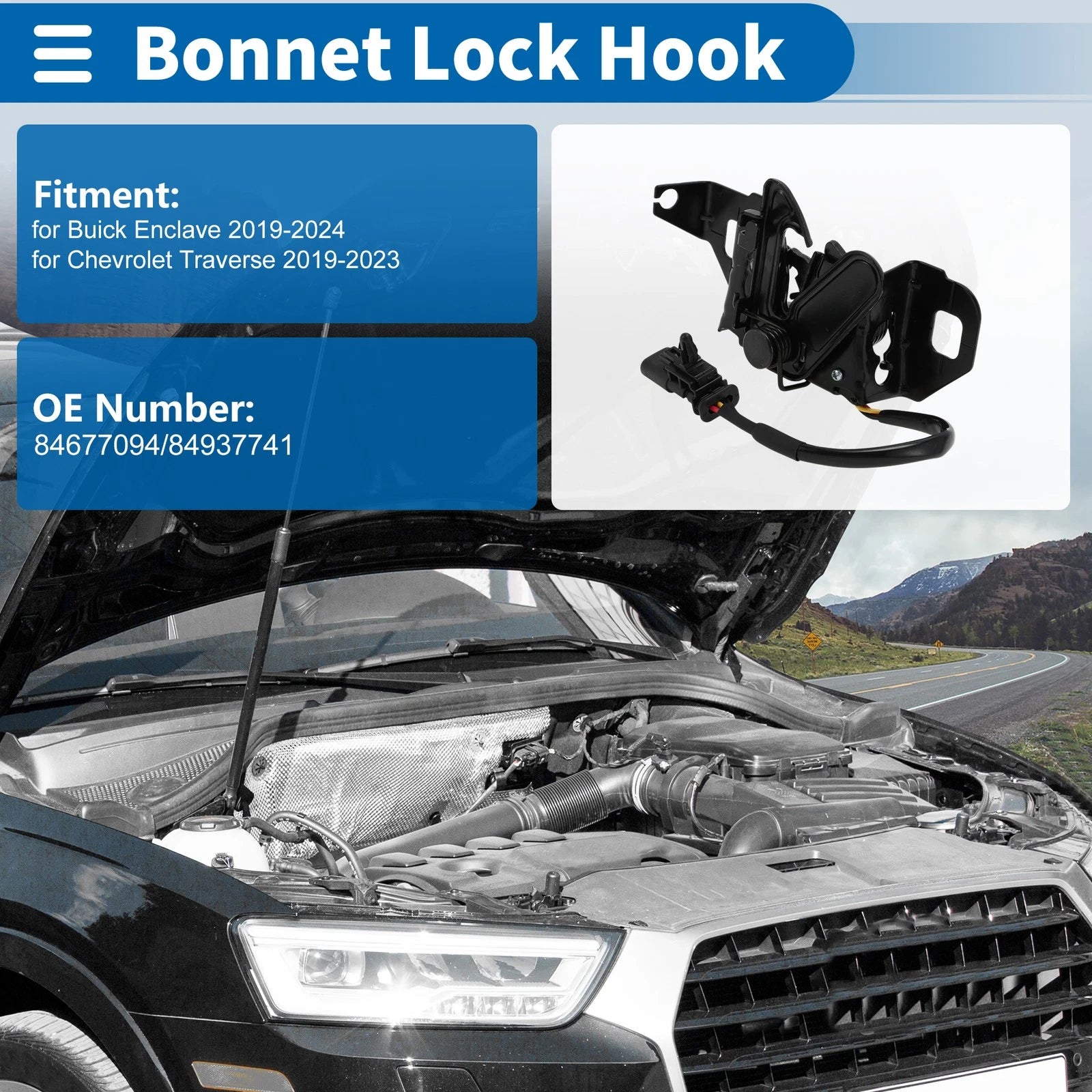 Hood Latch Assembly for Buick Enclave (2019–2024) No. 84677094/84937741