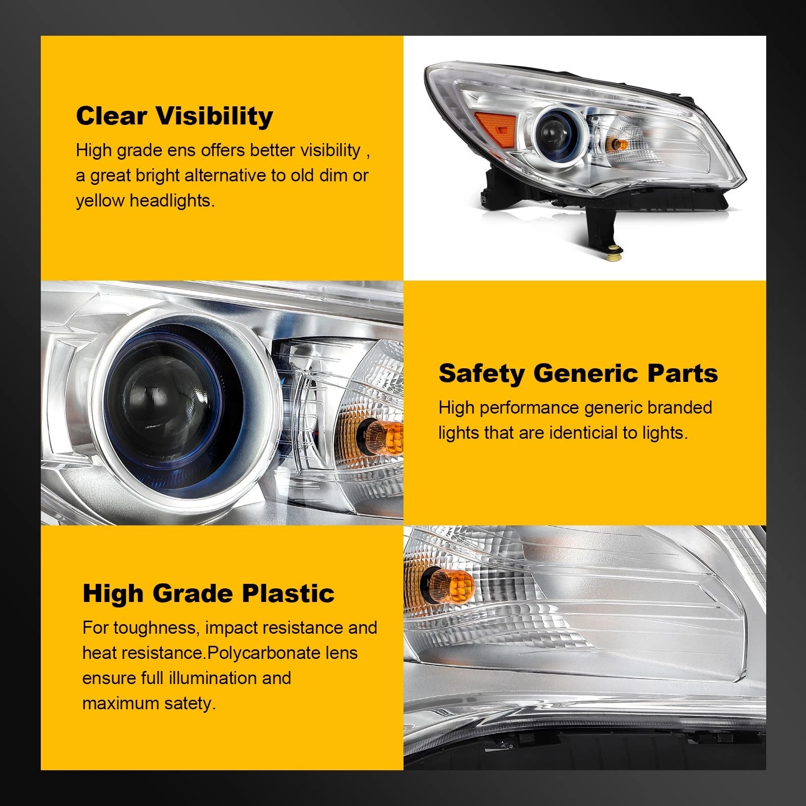 LED DRL Headlights for Buick Enclave (2013–2017) with Chrome Amber