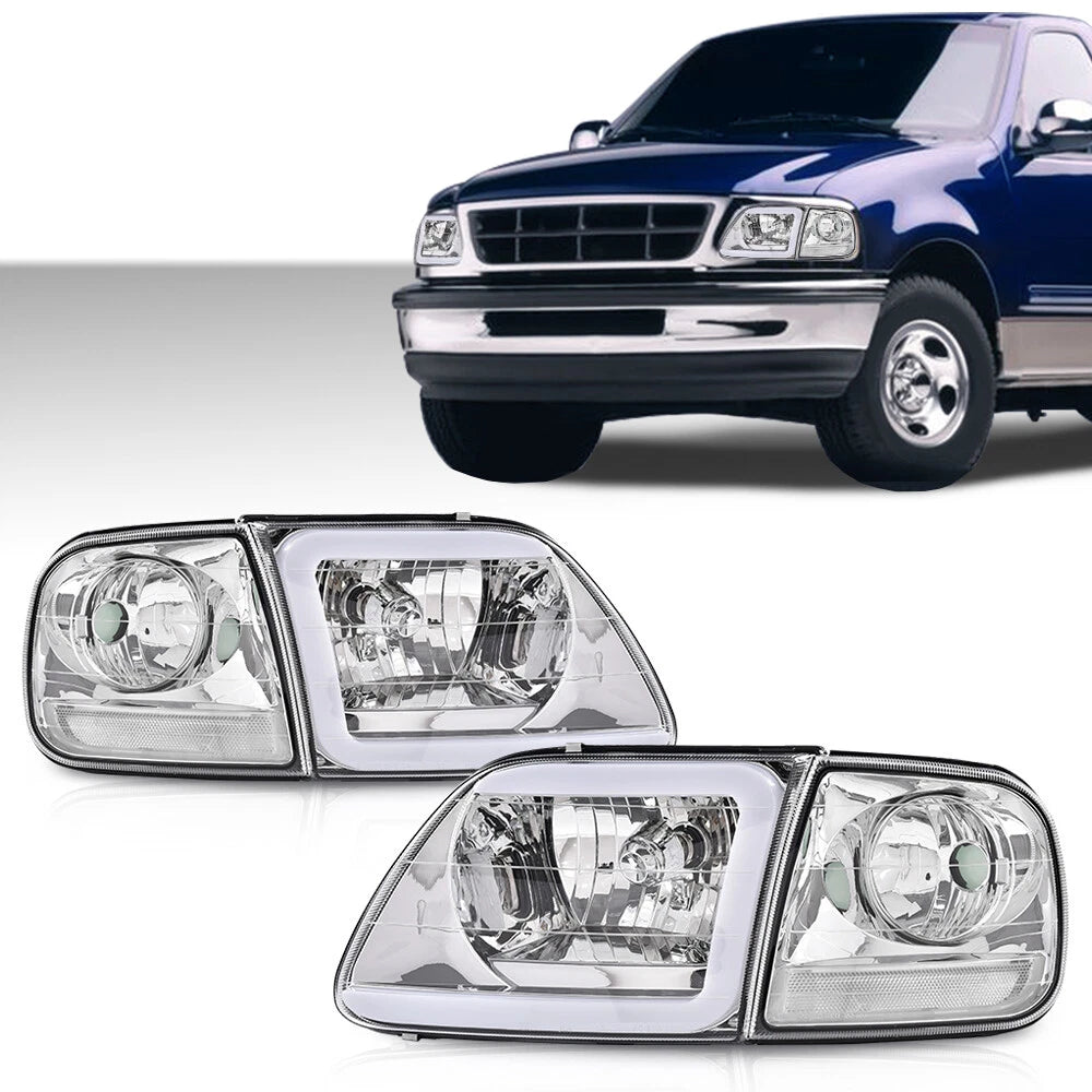 Chrome LED DRL Headlights for Ford F150/Expedition (1997–2003)