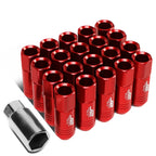 Set of 20 J2 7075 Forged Aluminum M12x1.5 Open-End Lug Nuts w/Adapter Red