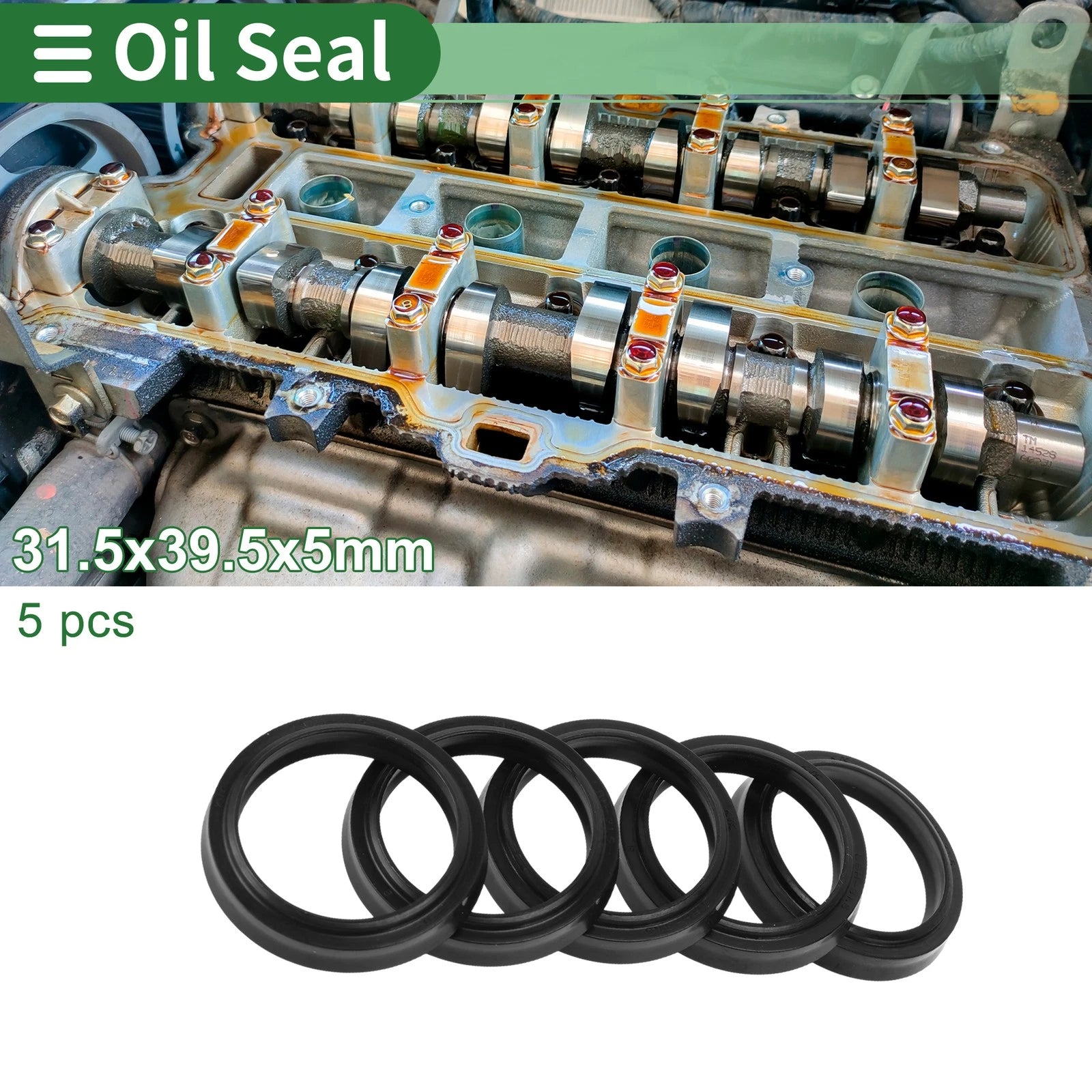 Set of 5 Oil Seal Rotary Shaft Seal NBR Rubber 31.5x39.5x5mm