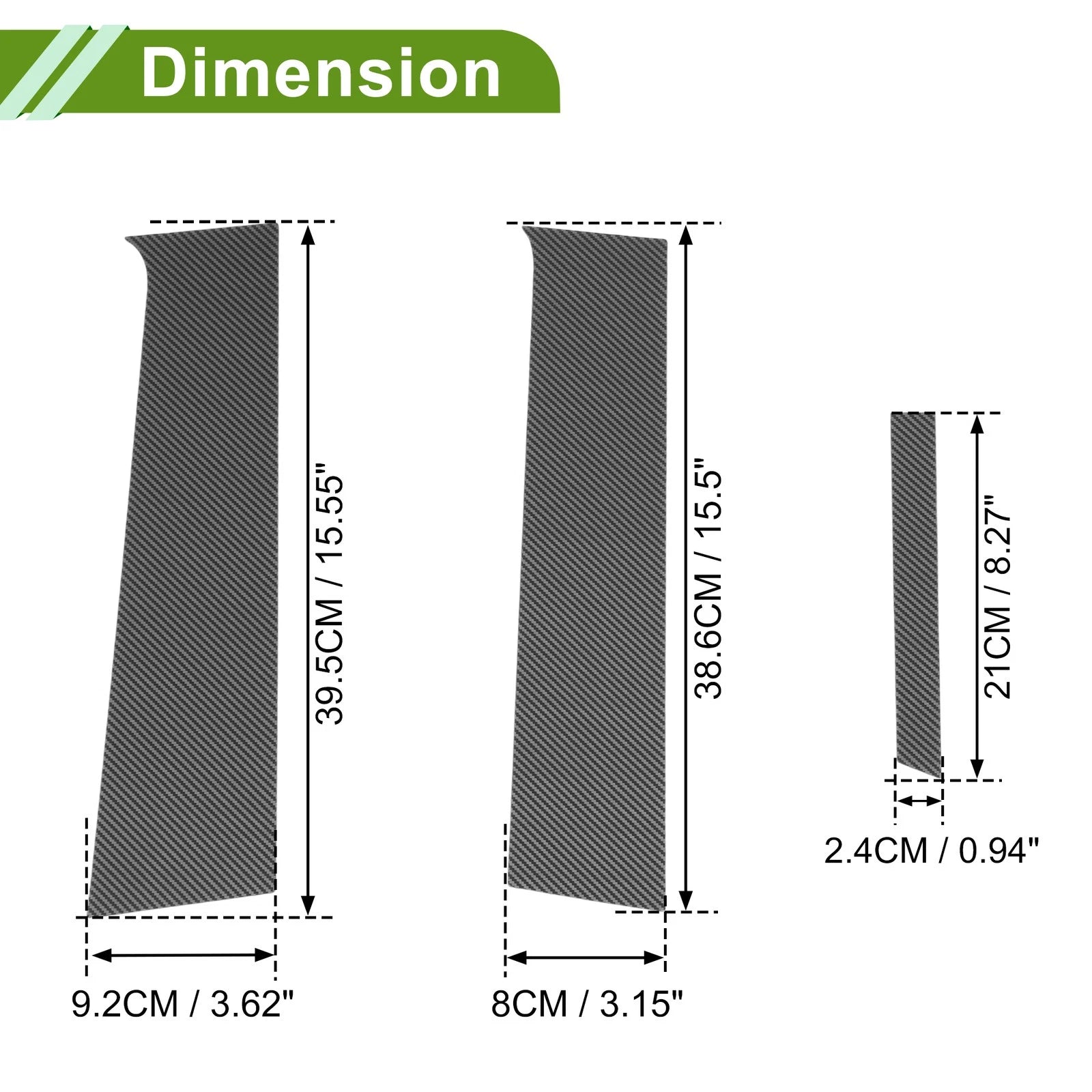 6 Pcs Pillar Window Trim for Chevy Aveo (2012–2023) Carbon Fiber Black