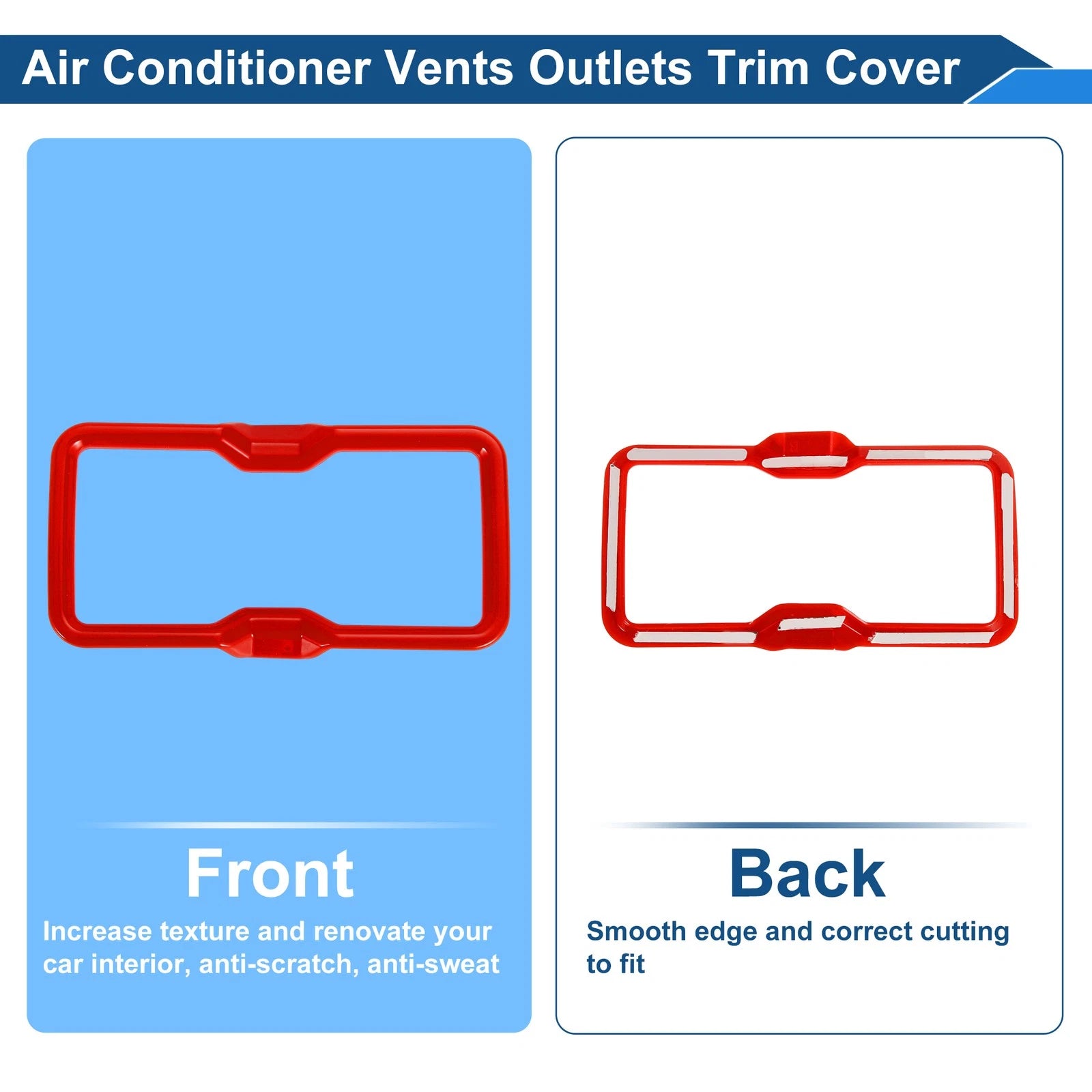 Set of 4 Air Condition Outlet Vent Trim Cover Frame for Ford Bronco (2021–2024) Red