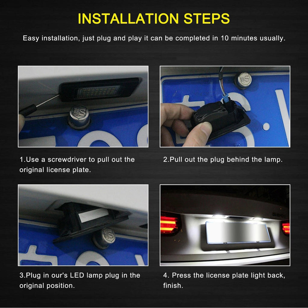 2X Error Free LED License Plate Light Bulbs for BMW E90 E92 E39 E60 E61 M5 E70