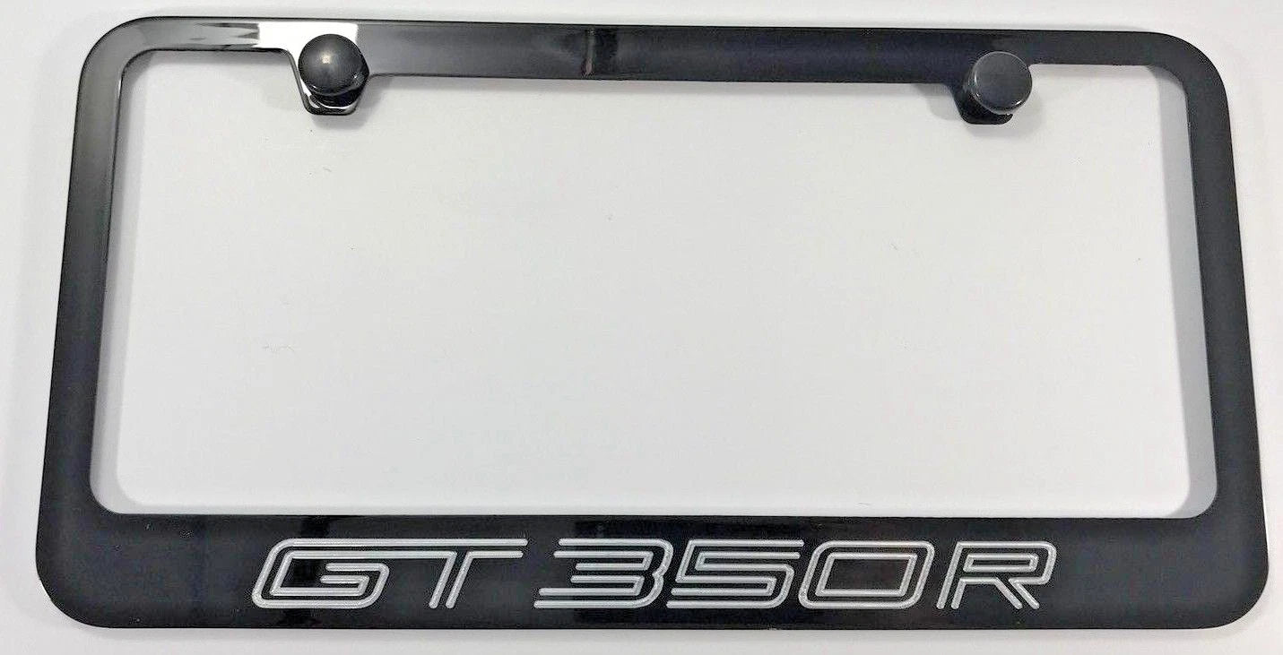 License Plate Frame Black Metal Engraved for Ford Mustang Shelby GT350R (2015–2020)