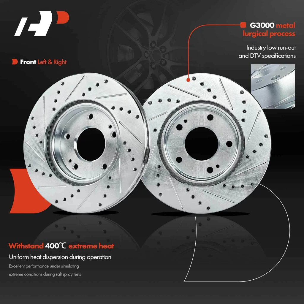 Front Drilled Brake Rotors & Ceramic Pads for Hyundai Elantra (2011–2016)