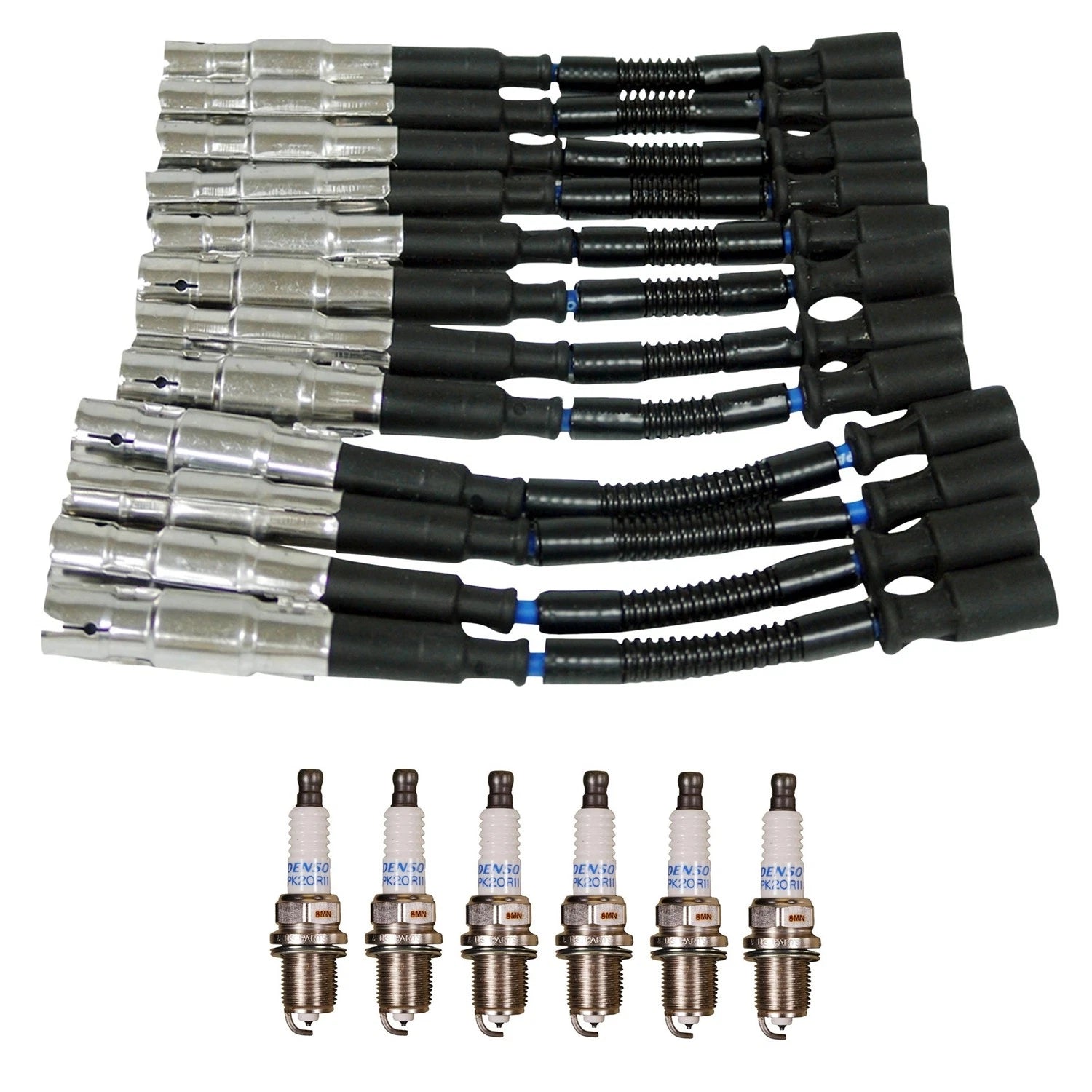 NGK 7mm Wire Set & Denso Platinum Spark Plug Kit for Benz R170 SLK32 AMG (1997–2004)