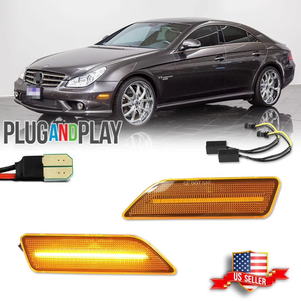 Amber LED Side Marker Lights for Mercedes Benz CLS-Class (2006–2011)