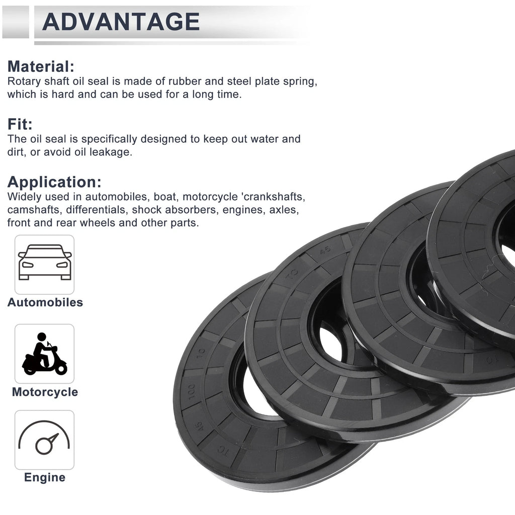 Set of 5 Oil Seal Rotary Shaft Seal Nitrile Rubber 45x100x10mm