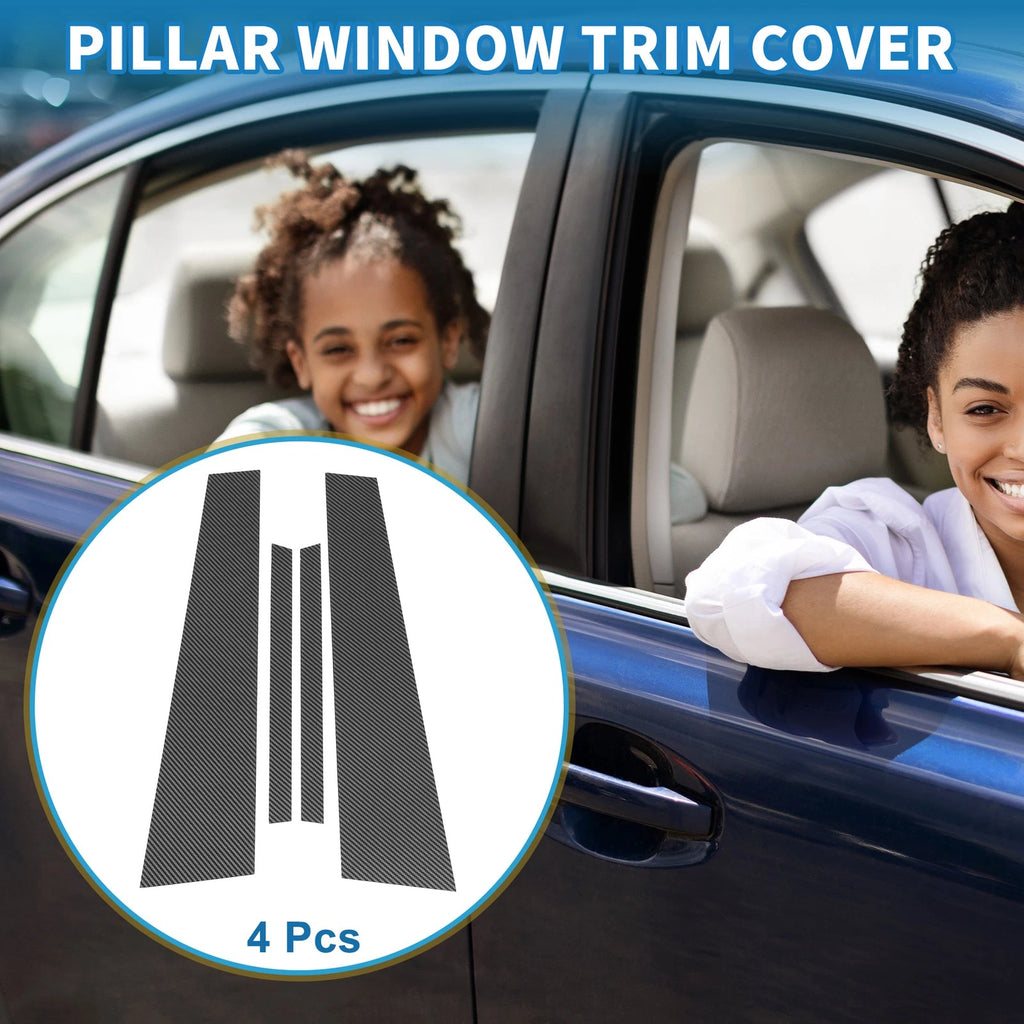 Set of 4 Door Pillar Window Trim for Volkswagen Jetta (Carbon Fiber)