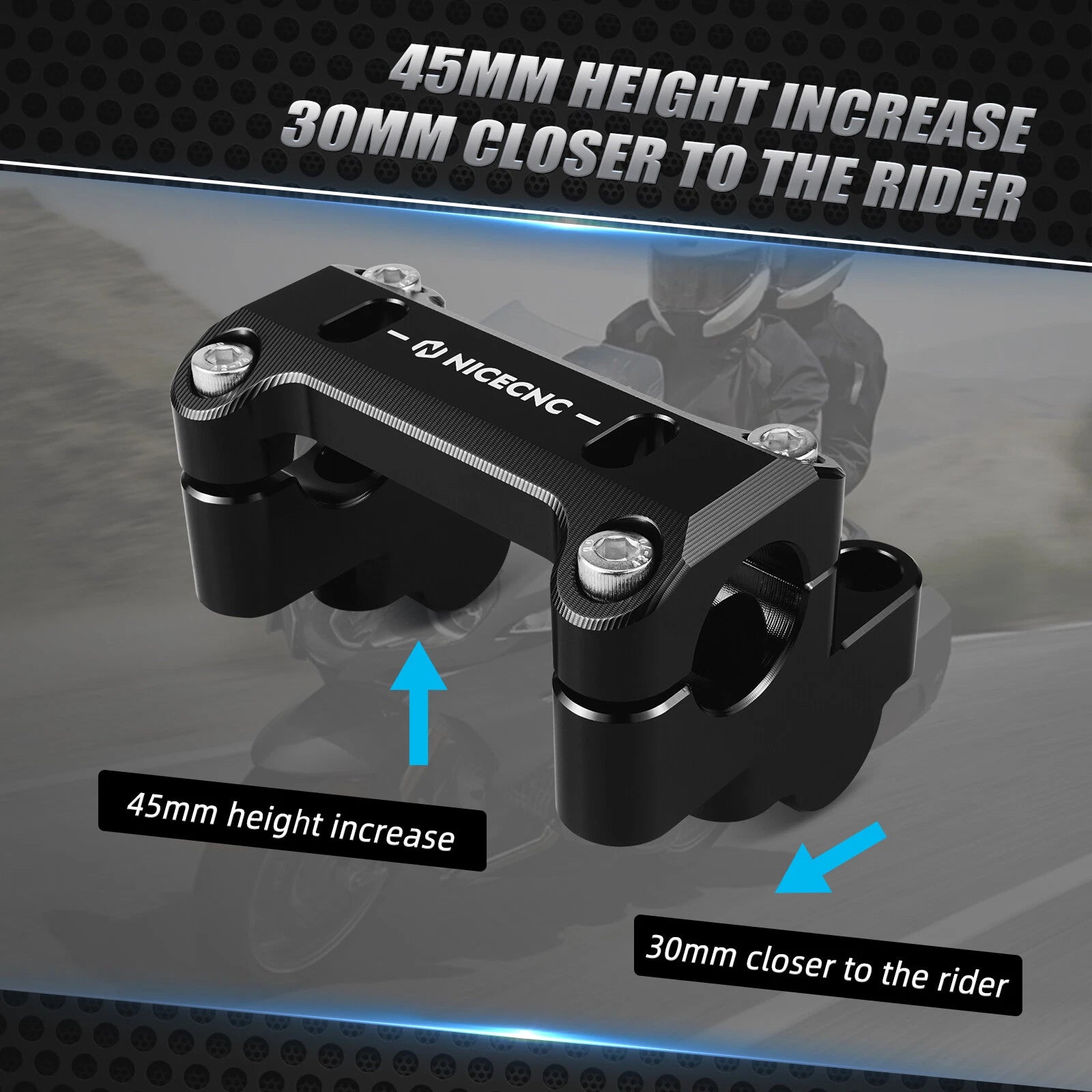 45mm Handlebar Risers Bar Clamp Mount for BMW R1200GS (2013–2018)