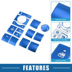 14 Pcs Window Switch Button Cover Trim for Toyota RAV4 (2019–2022) Aluminum Blue