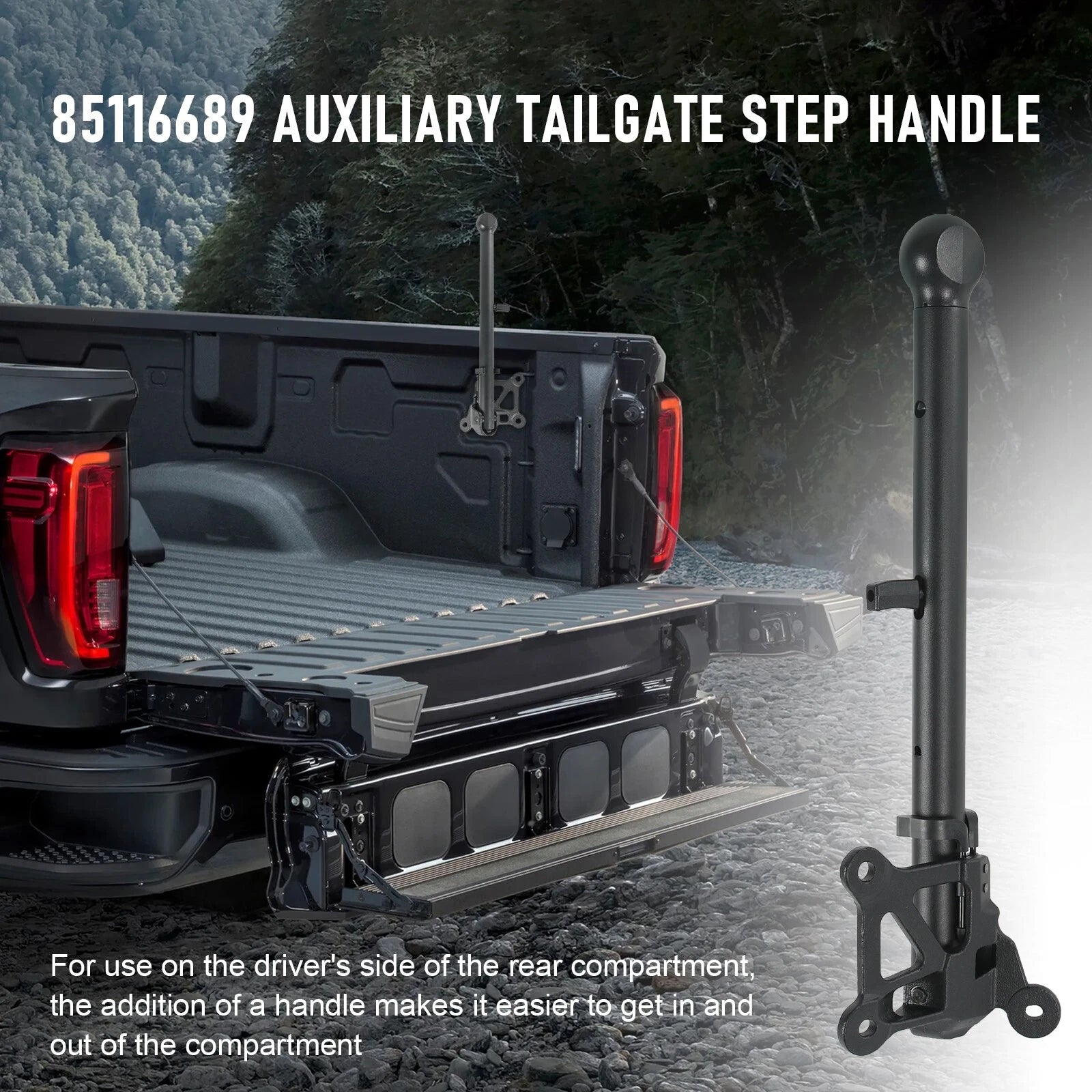 Auxiliary Tailgate Step Handle for Silverado Sierra 1500 2500 (2019-2025)