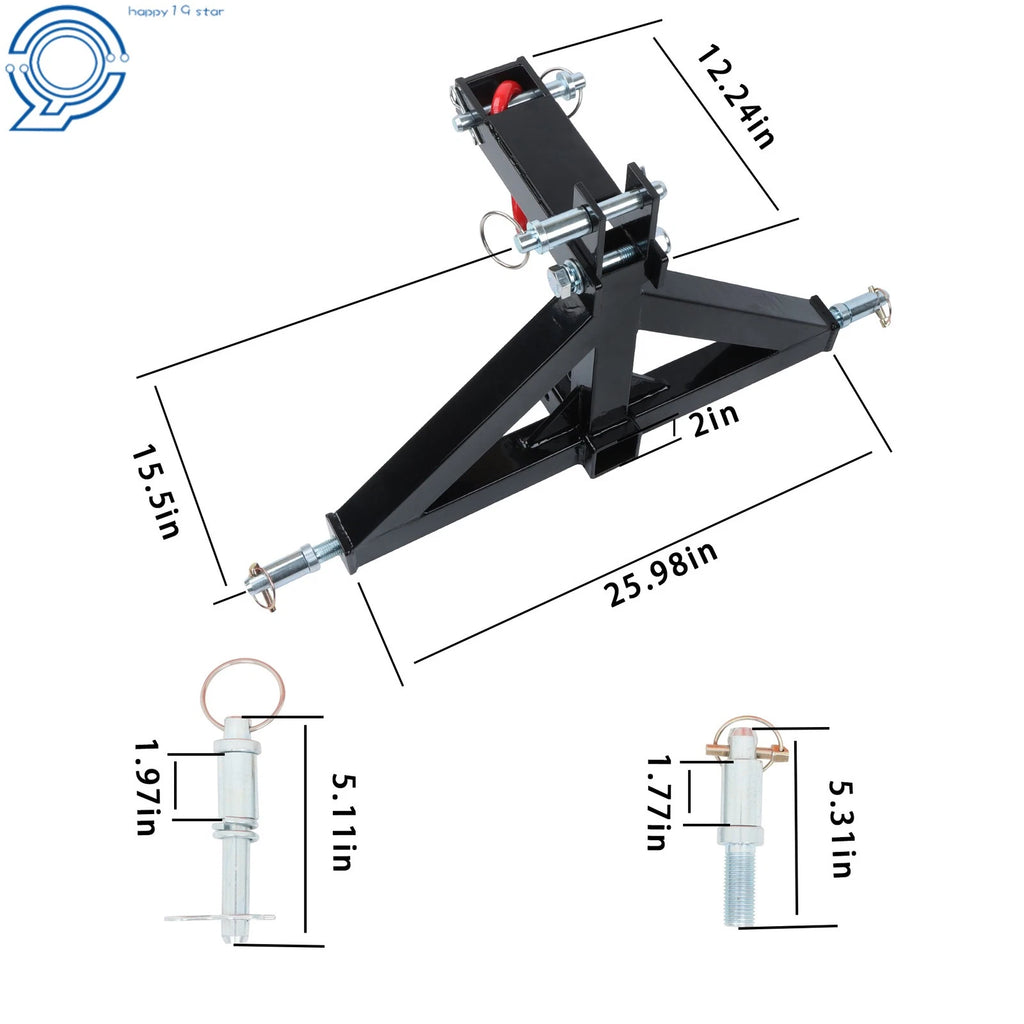 3-Point Trailer Hitch with 2" Receiver for Category 1 Tractors