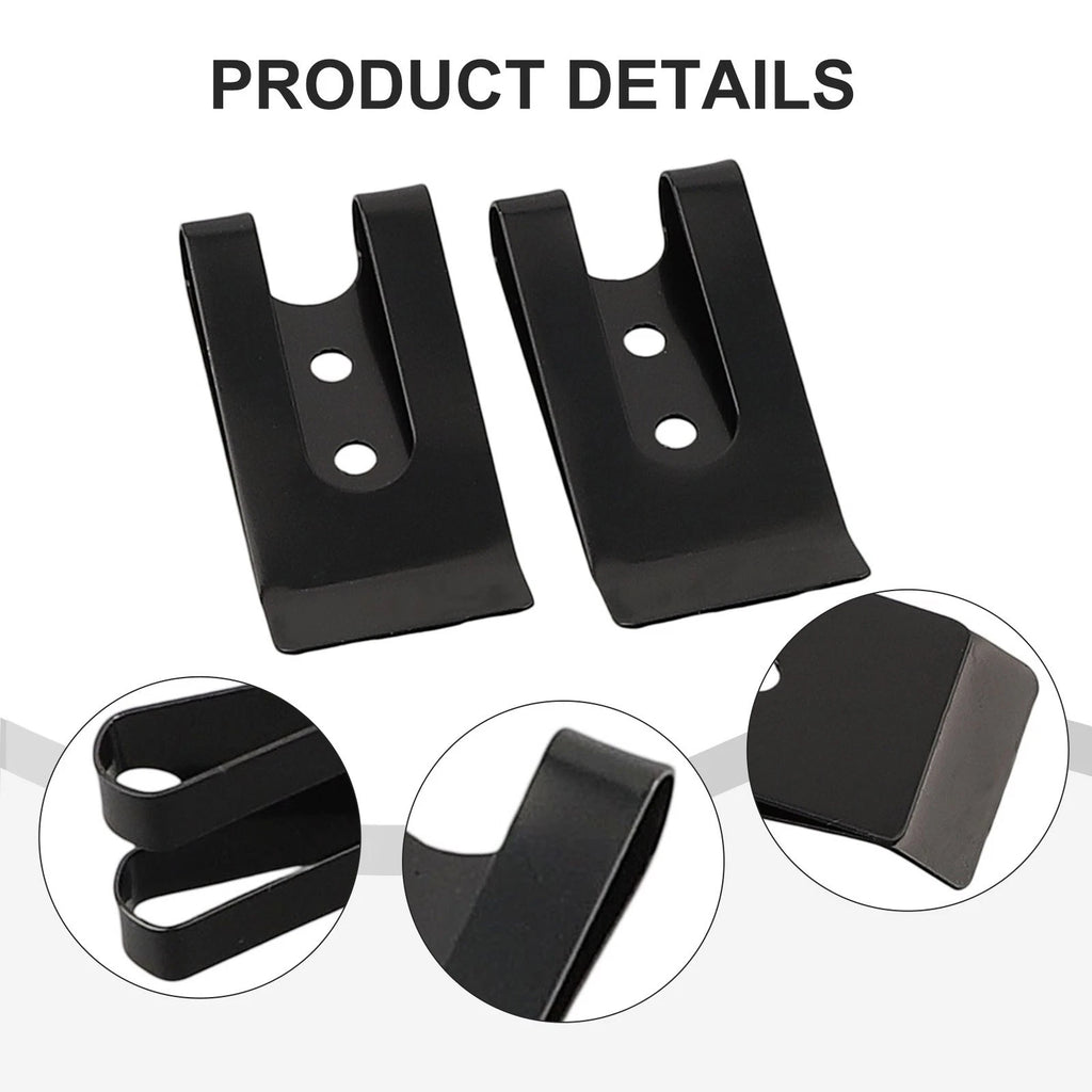 Set of 2 Belt Clip Hooks for Universal Use (Black Coated Finish)