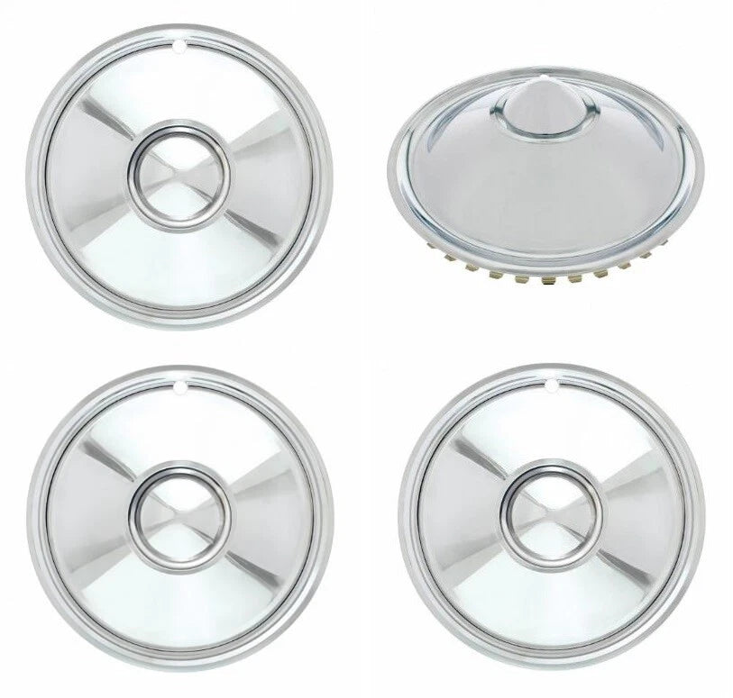 Chrome Bullet Hubcaps Set of 4 for Cadillac Sombrero Style (16 in) (OEM)
