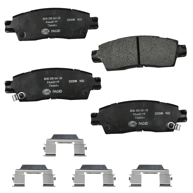 Set of 4 Hella Pagid 355041281 Rear Disc Brake Pads for Cadillac XTS, GMC Acadia, Saab (2013–2019)