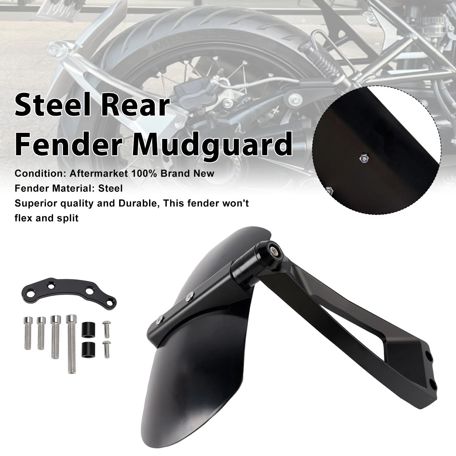 Steel Rear Fender Mudguard for BMW R12 R12S R nineT Scrambler (2014–2023)