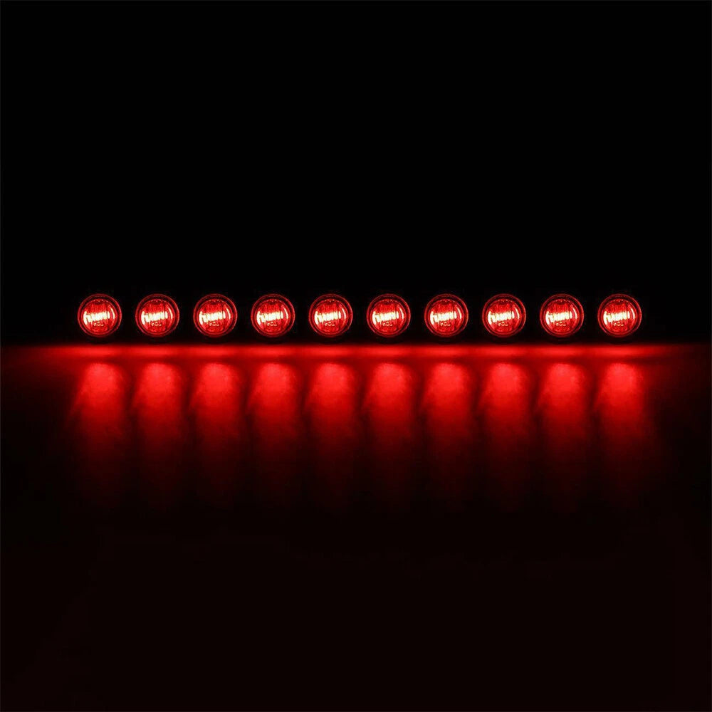 Set of 2 LED Marker Lights for Truck Trailer Round Side Bullet (Waterproof)