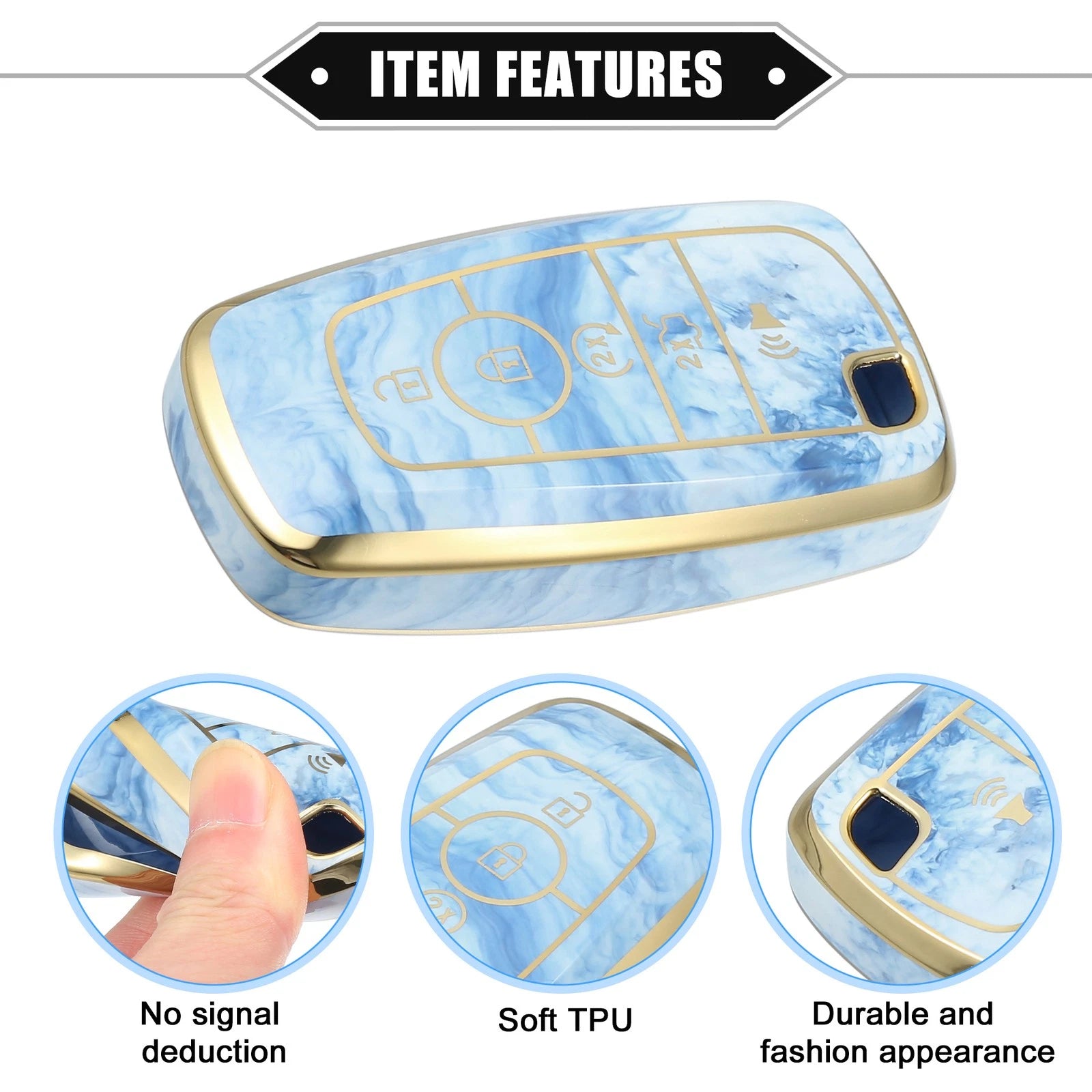 Key Fob Cover for Ford Smart Key 5 Button (1 Pcs) TPU Blue