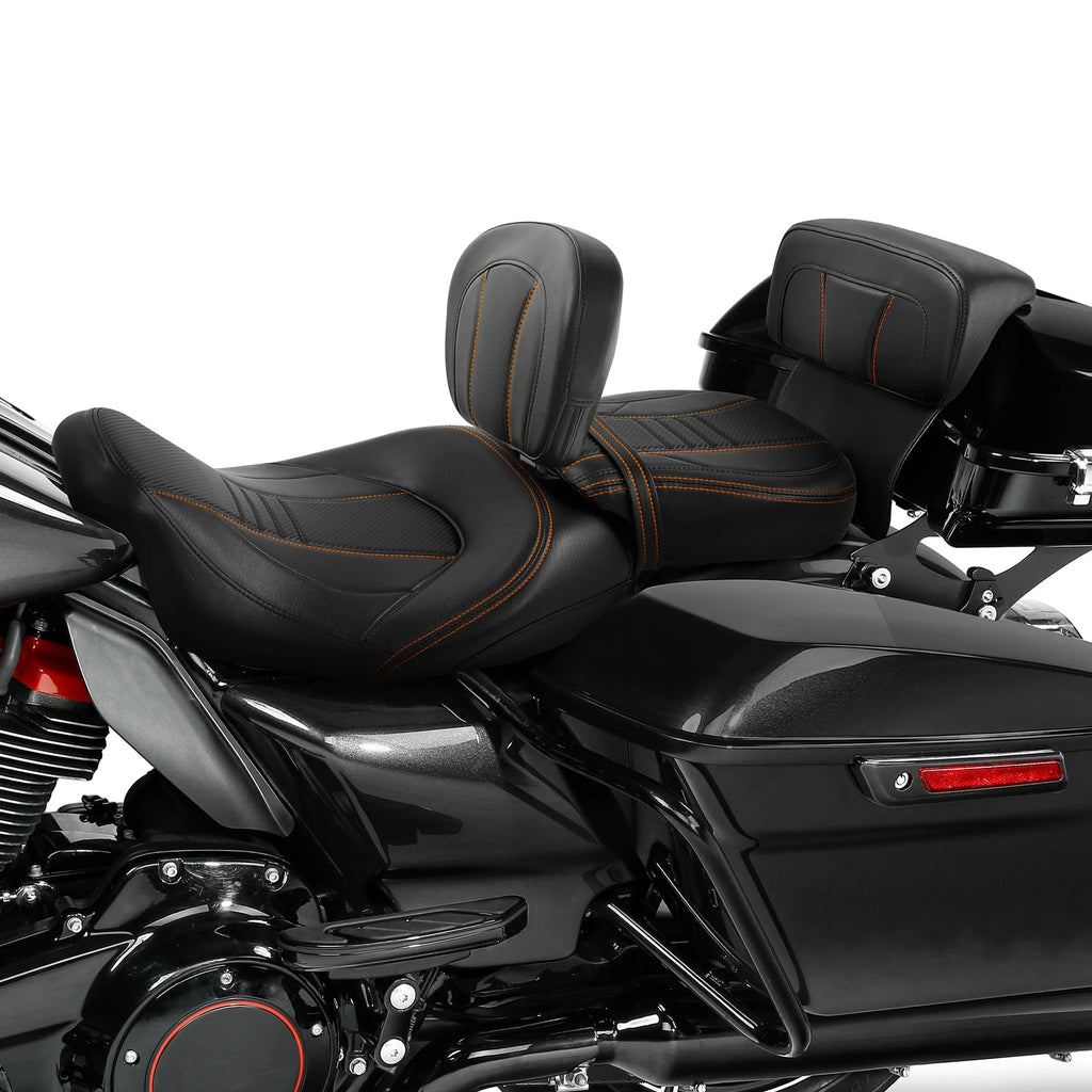Rider Passenger Seats & Backrest Pad for Harley Touring Electra Glide (2014–2023)