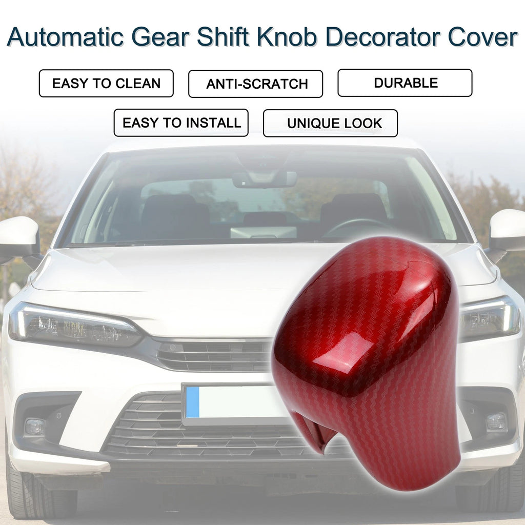 Automatic Gear Shift Knob Cover for Honda Civic (2022–2025) Carbon Fiber Red