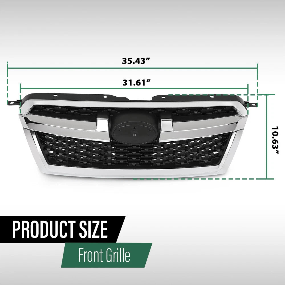 Front Bumper Upper Grille for Subaru Legacy (2013–2014) Black Chrome
