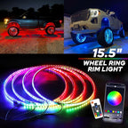 4X 15.5'' RGB LED Wheel Lights for Light Truck Car (Bluetooth APP)