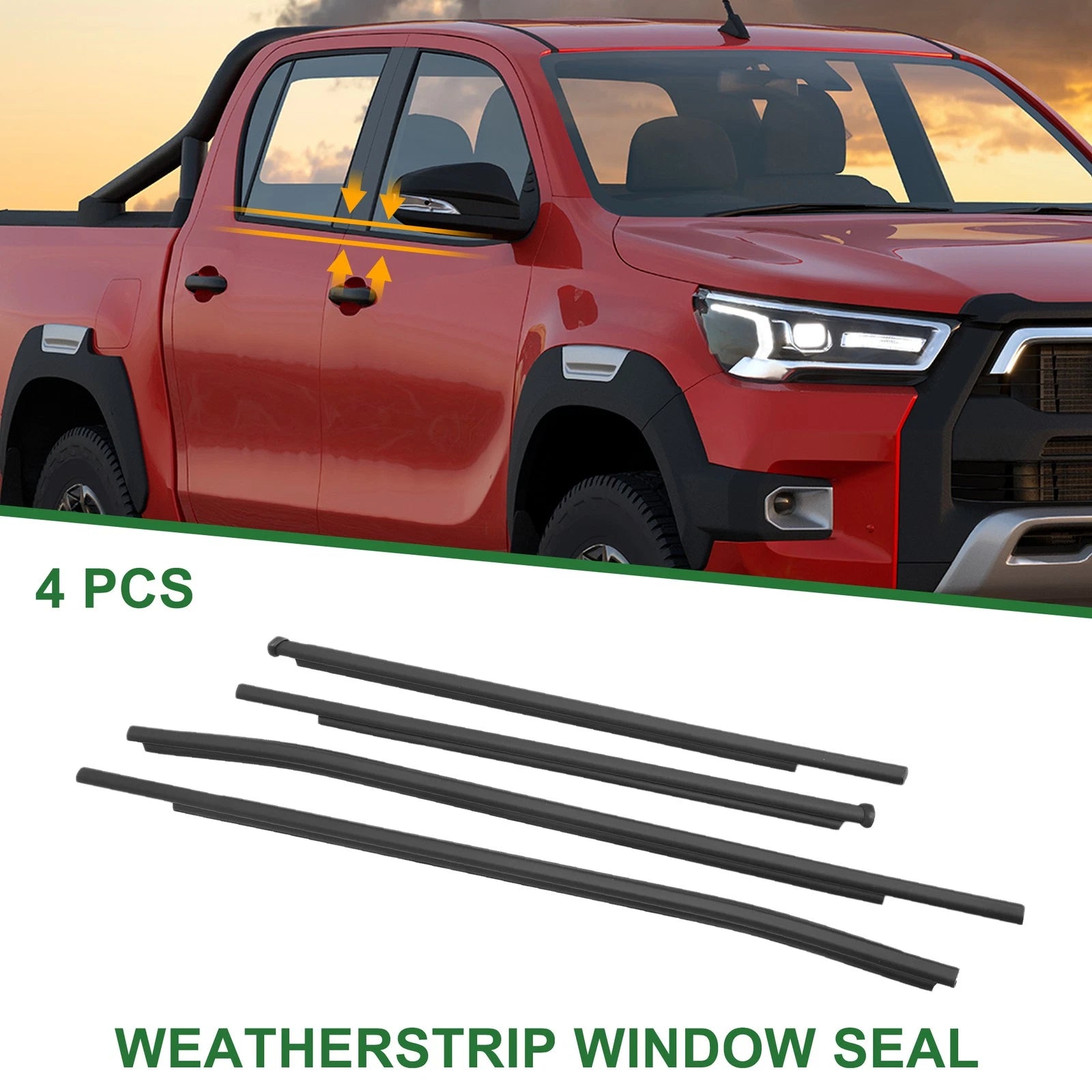 Set of 4 Weatherstrip Window Seal No. 681600K010/681800K010 for Toyota Hilux (2015)