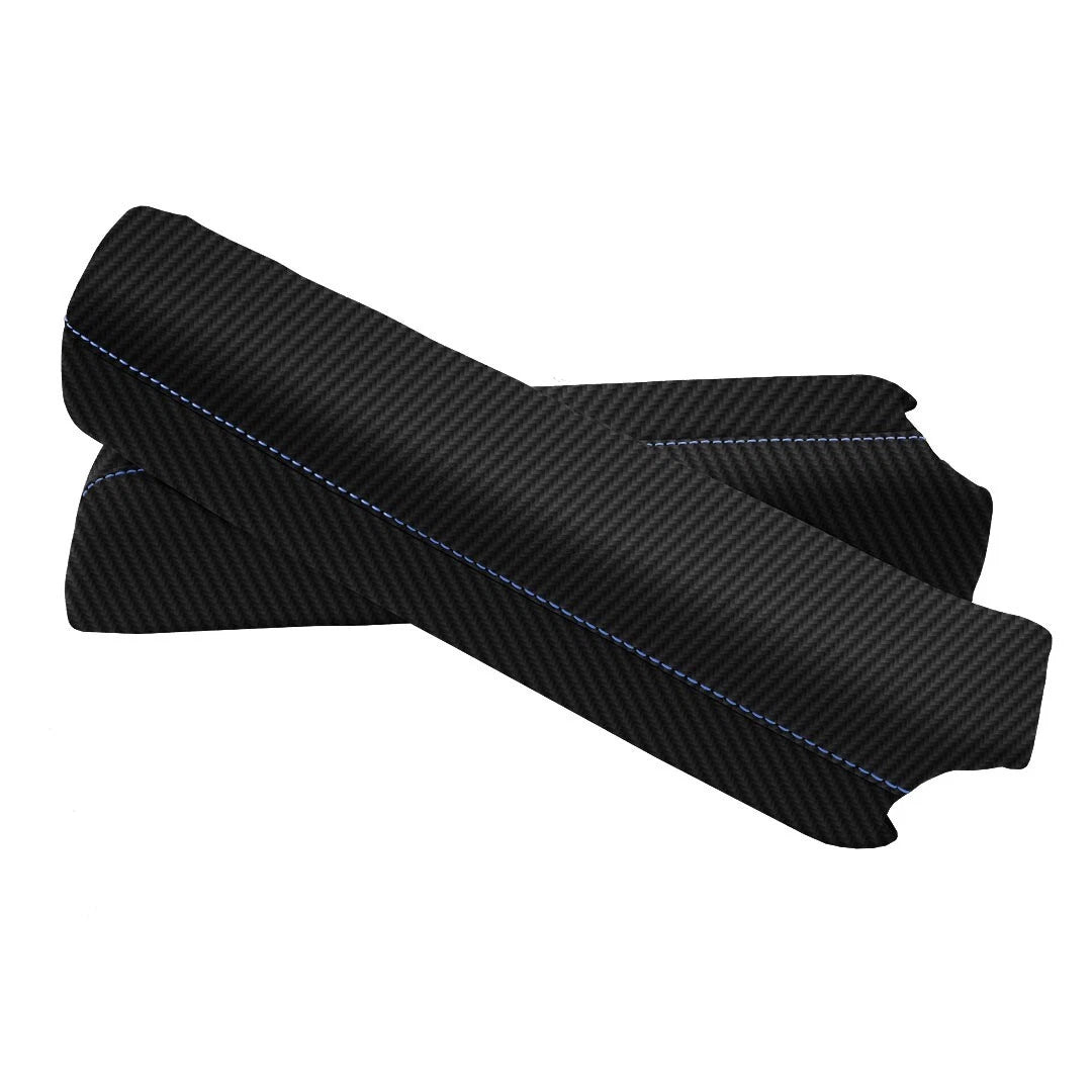 Door Panel Armrest PVC Carbon for Ford F150 Lariat (2015–2020) Blue Stitch