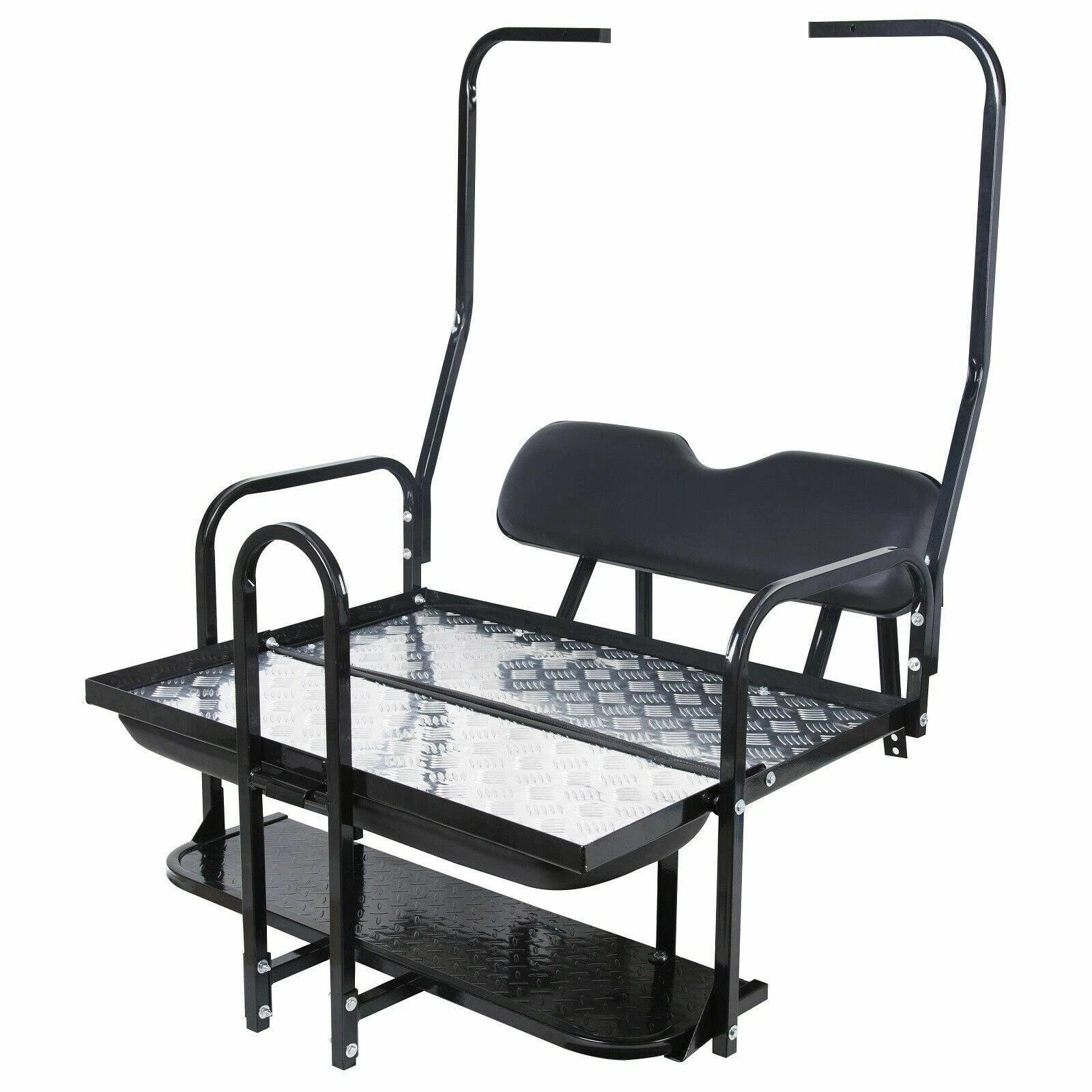 Rear Flip Seat Kit for Club Car DS Golf Cart (1982–2000) - Black w/ Grab Bar